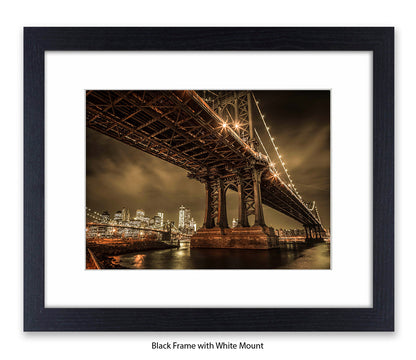 Manhattan Bridge Over East River Sepia Assaf Frank Art Print