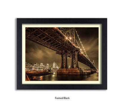 Manhattan Bridge Over East River Sepia Assaf Frank Art Print