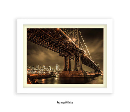 Manhattan Bridge Over East River Sepia Assaf Frank Art Print