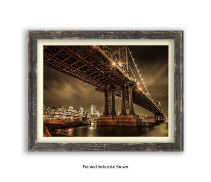 Manhattan Bridge Over East River Sepia Assaf Frank Art Print