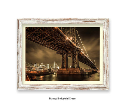 Manhattan Bridge Over East River Sepia Assaf Frank Art Print