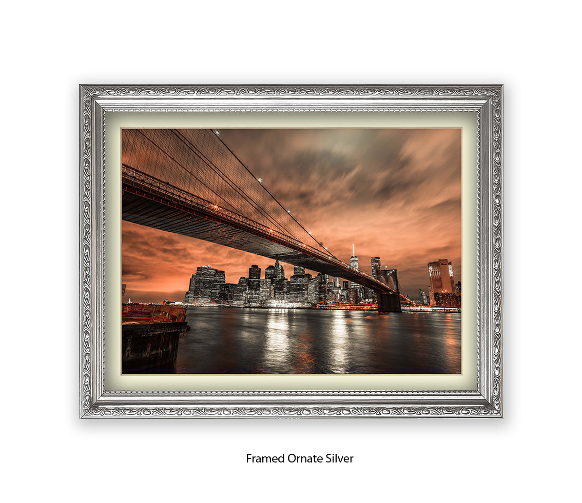 New York  Manhattan Skyline At Night Assaf Frank Art Print