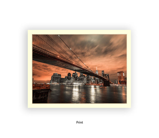 New York  Manhattan Skyline At Night Assaf Frank Art Print