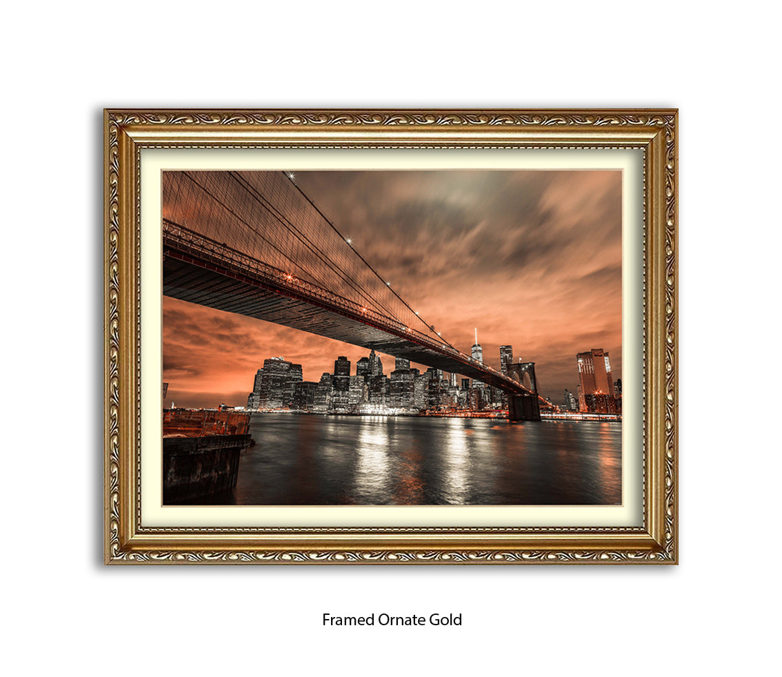 New York  Manhattan Skyline At Night Assaf Frank Art Print