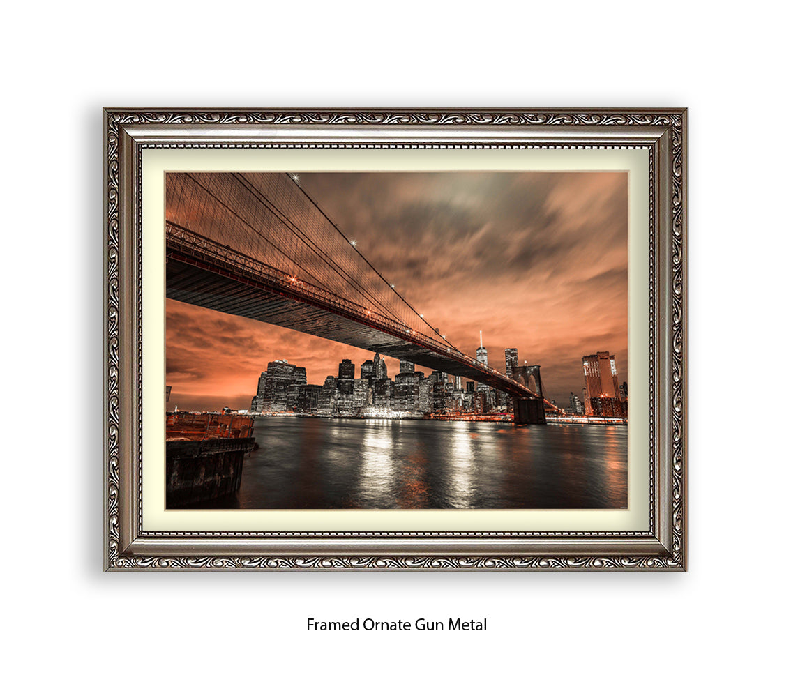 New York  Manhattan Skyline At Night Assaf Frank Art Print