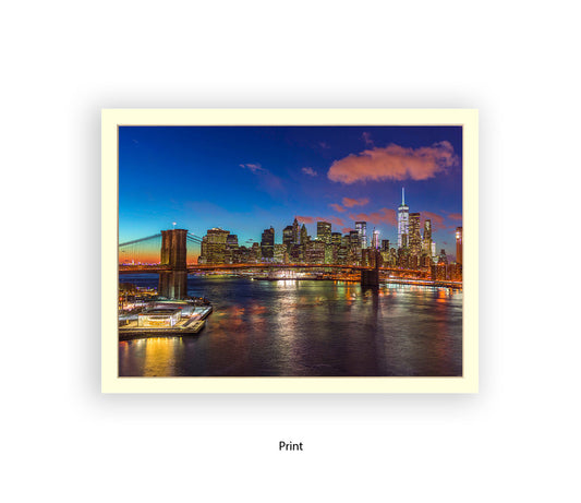 New York City  Manhattan With Brooklyn Bridge Assaf Frank Art Print