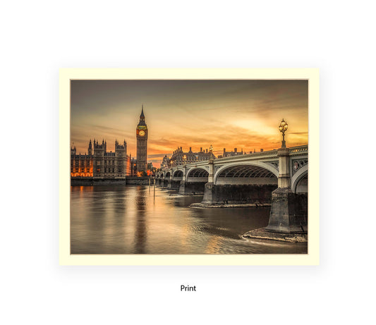 London Big Ben Sunset H Sepia - Assaf Frank Art Print