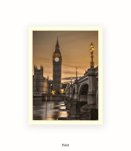 London Big Ben Westminster Bridge Sunset Tone Assaf Frank Art Print