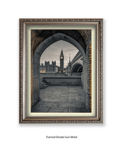 London Big Ben Archway View Sepia Assaf Frank Art Print
