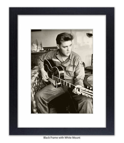 Elvis U.S Army Guitar Art Print