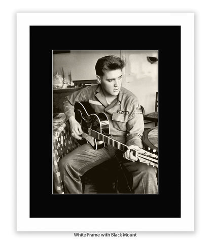 Elvis U.S Army Guitar Art Print