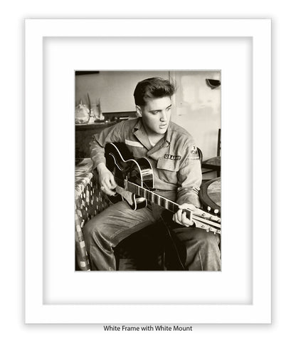 Elvis U.S Army Guitar Art Print