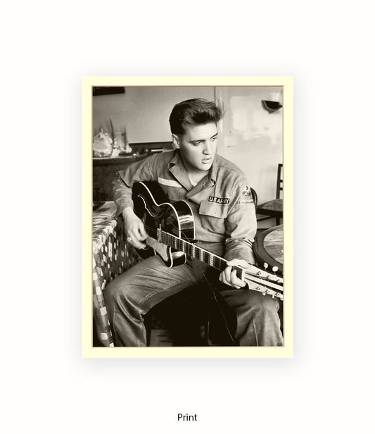 Elvis U.S Army Guitar Art Print