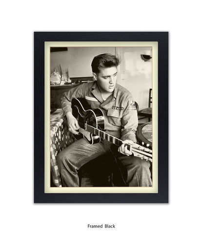 Elvis U.S Army Guitar Art Print