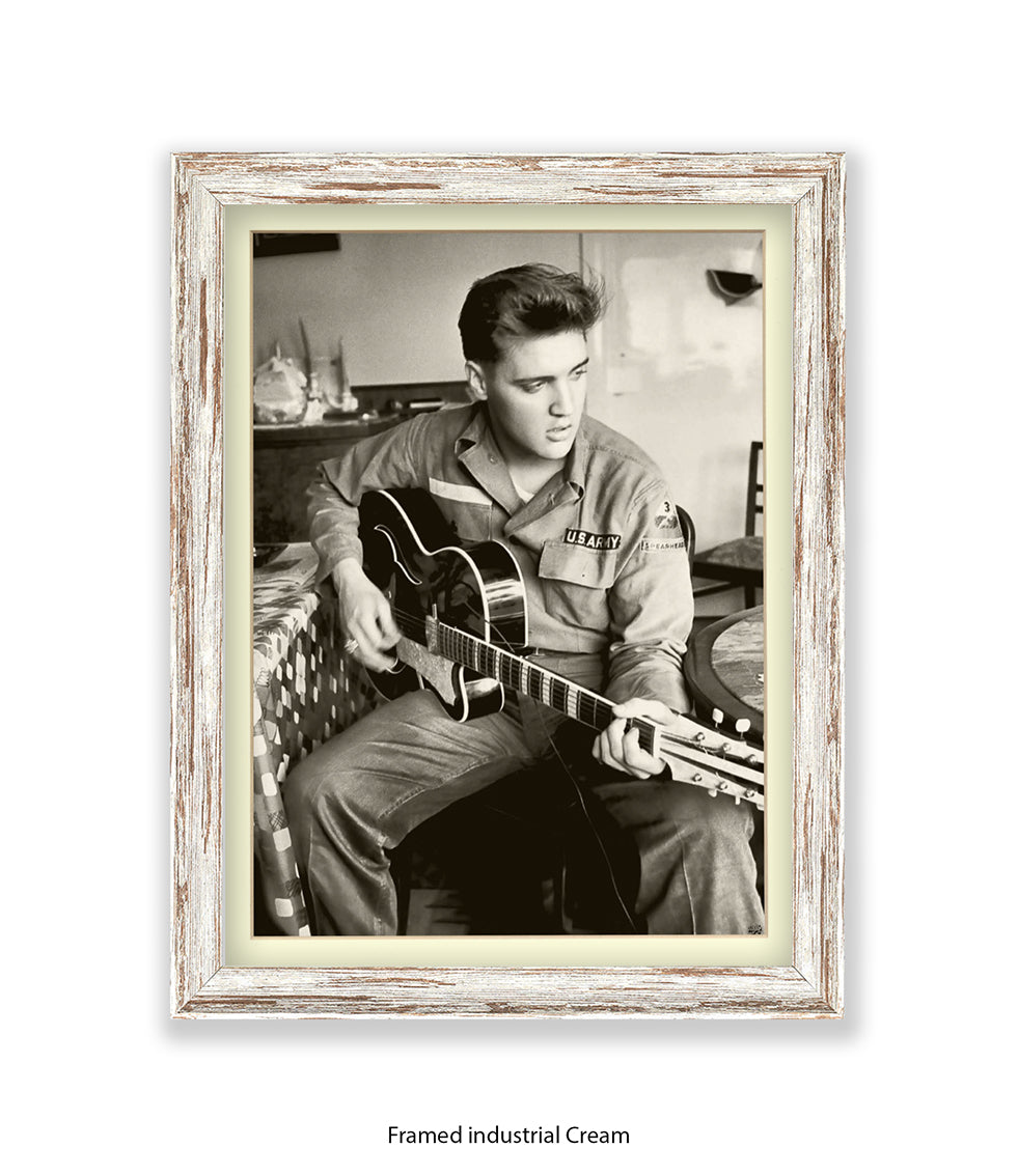 Elvis U.S Army Guitar Art Print