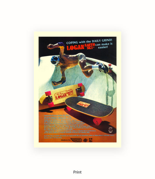 Logan Earth Ski Skateboard Art Print
