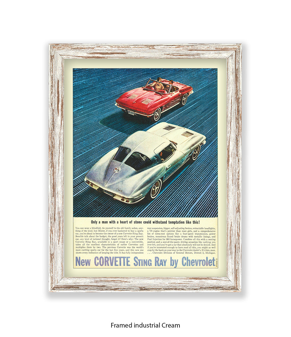 Corvette Stingray Only A Man With A Heart Art Print