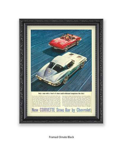 Corvette Stingray Only A Man With A Heart Art Print