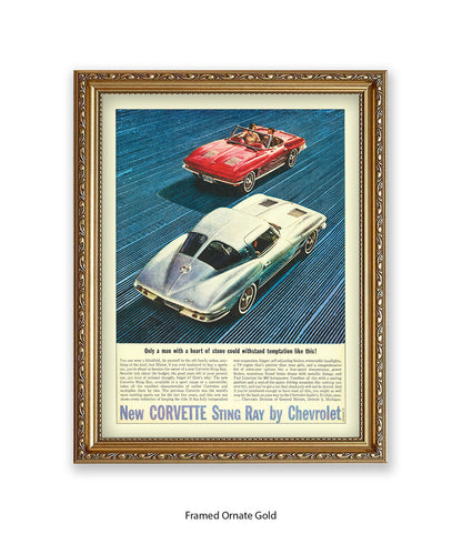 Corvette Stingray Only A Man With A Heart Art Print