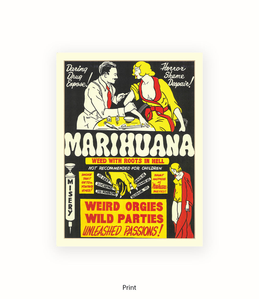 Marihuana - Weed with Roots Hell - Art Print