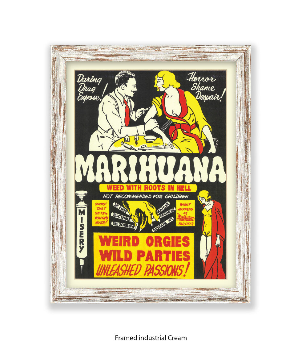 Marihuana - Weed with Roots Hell - Art Print