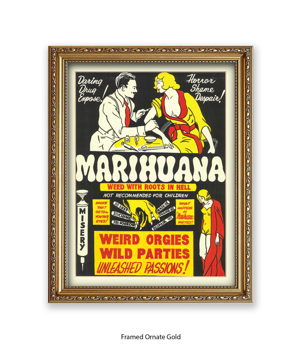 Marihuana - Weed with Roots Hell - Art Print