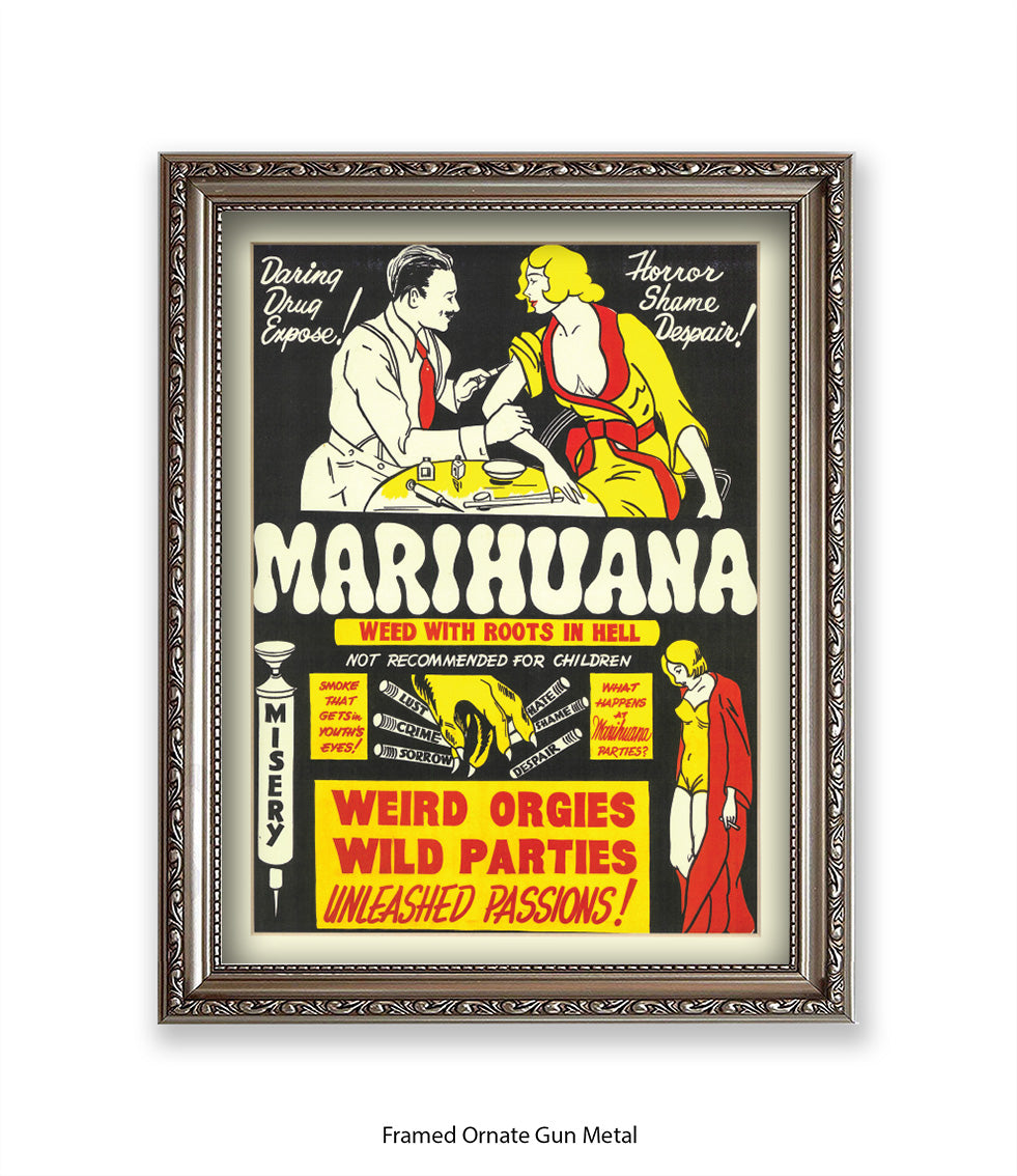 Marihuana - Weed with Roots Hell - Art Print
