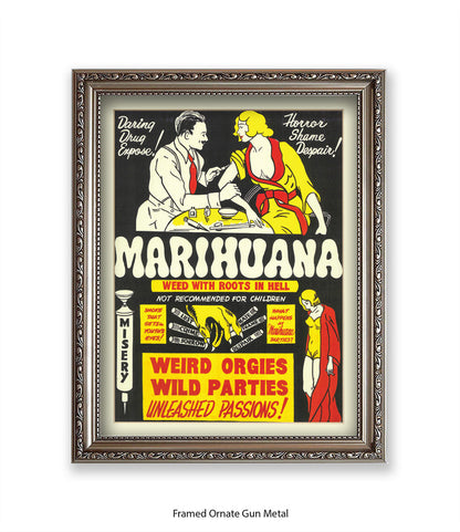 Marihuana - Weed with Roots Hell - Art Print