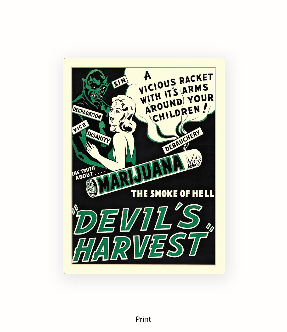 Marijuana - Devils Harvest - Green- Art Print