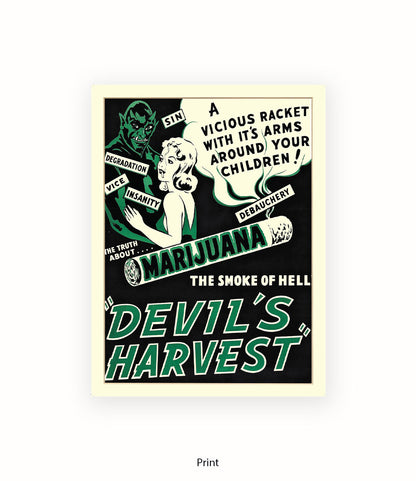 Marijuana - Devils Harvest - Green- Art Print