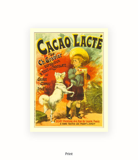 Cacao Lacte - Ch. Gravier - Boy and Dog - Art Print