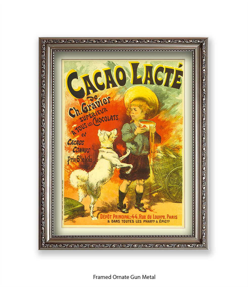 Cacao Lacte - Ch. Gravier - Boy and Dog - Art Print