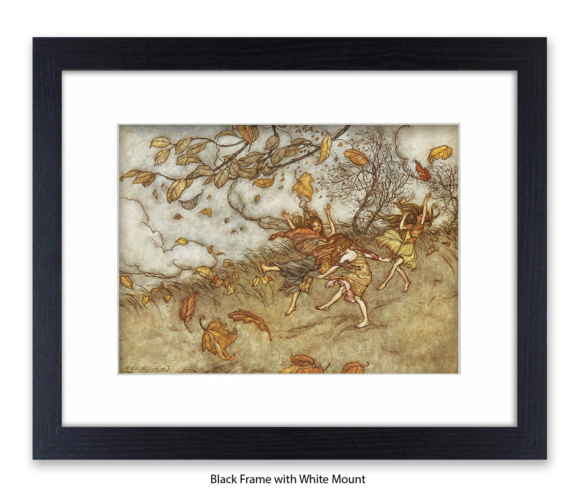 Autumn Fairies 3 Little Girls Art Print