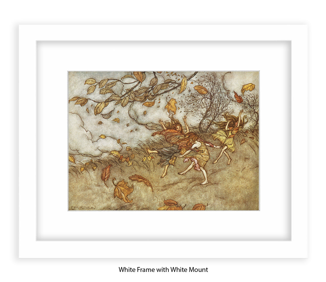 Autumn Fairies 3 Little Girls Art Print