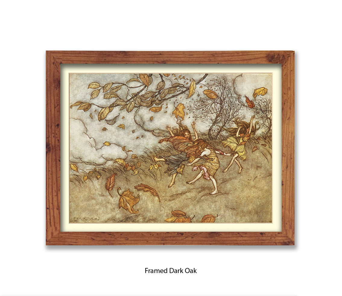 Autumn Fairies 3 Little Girls Art Print