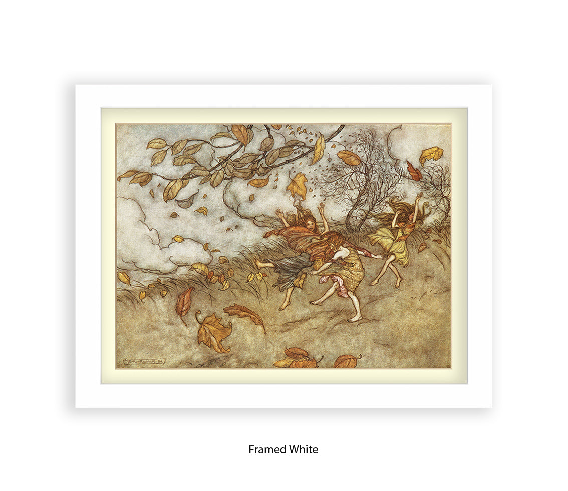 Autumn Fairies 3 Little Girls Art Print