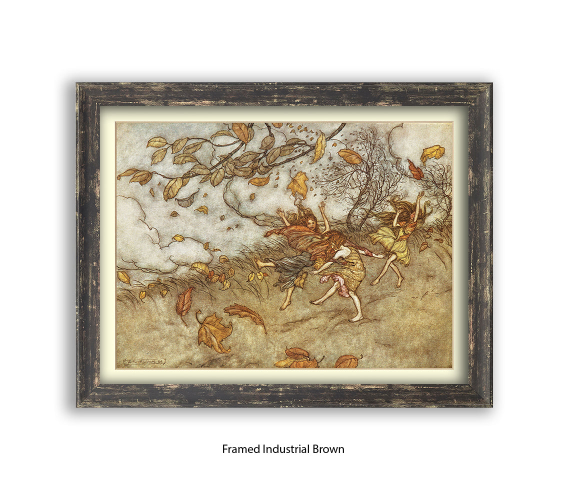 Autumn Fairies 3 Little Girls Art Print