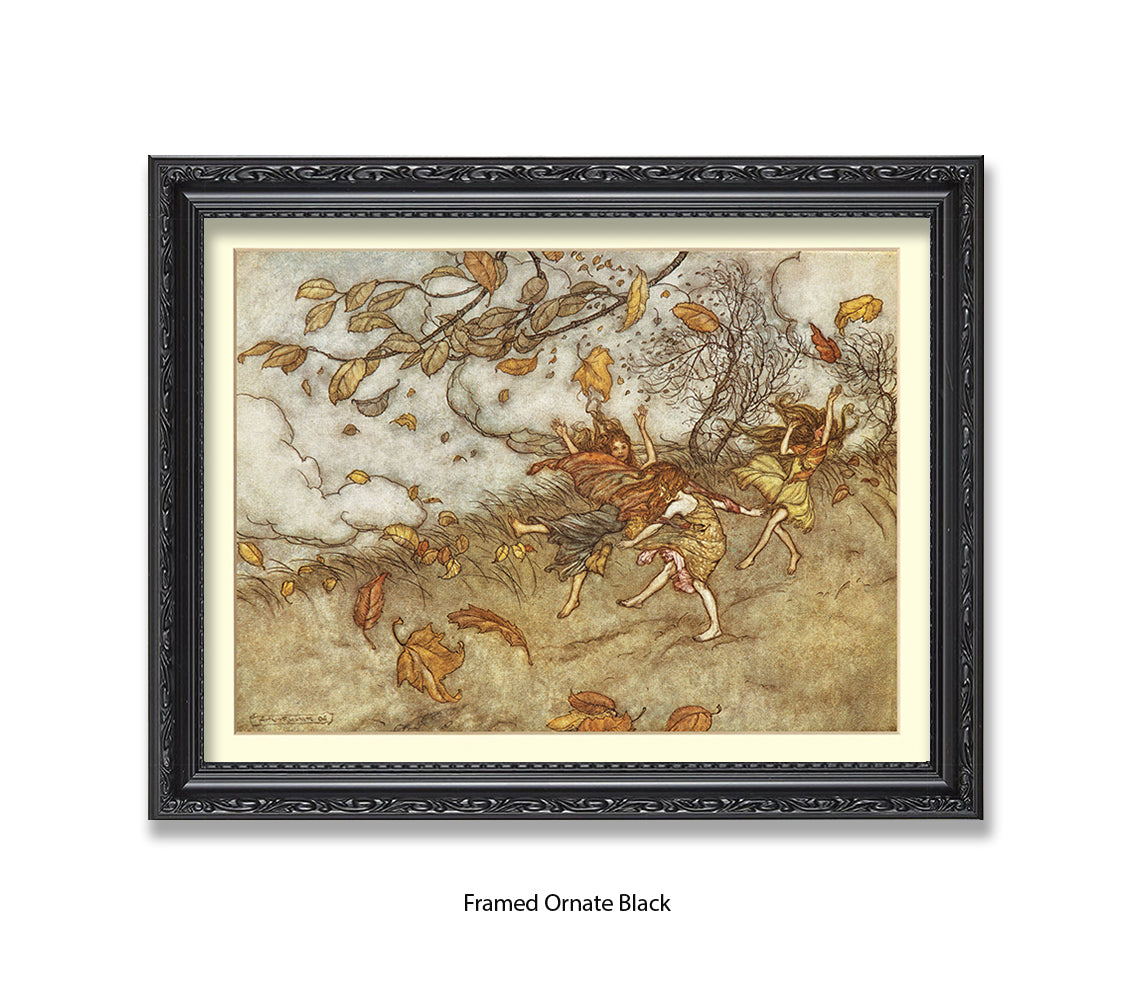 Autumn Fairies 3 Little Girls Art Print