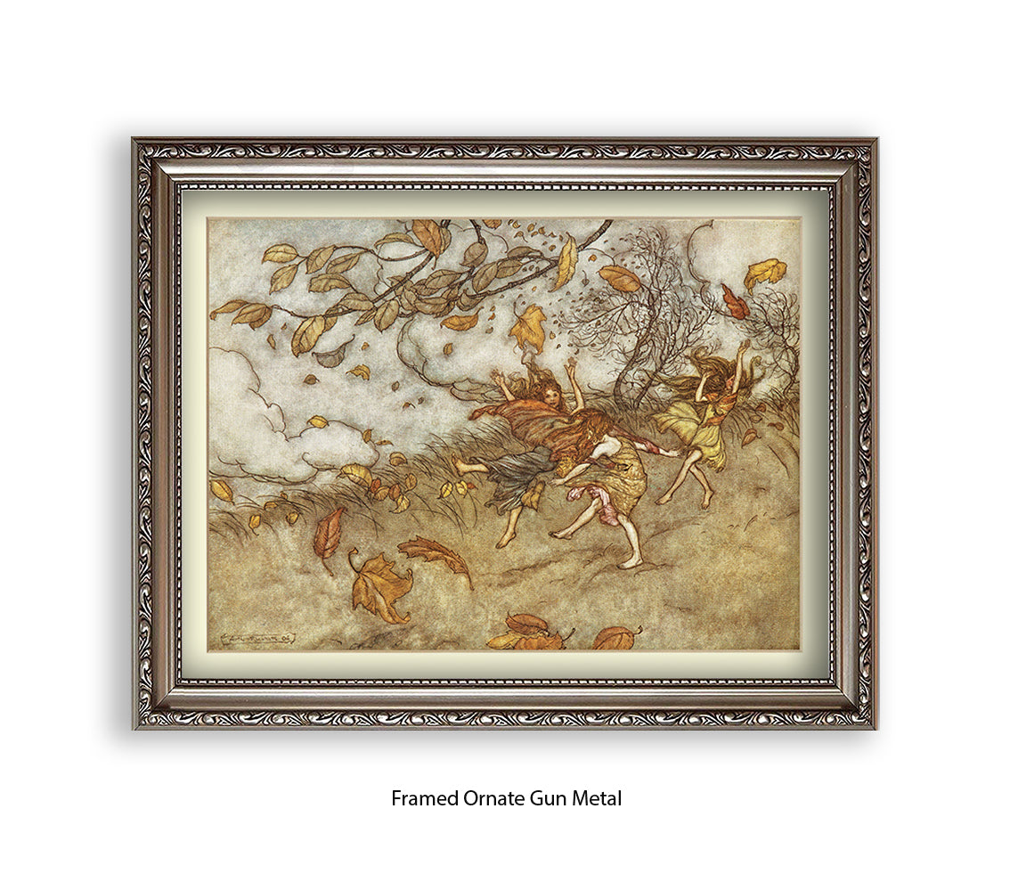 Autumn Fairies 3 Little Girls Art Print