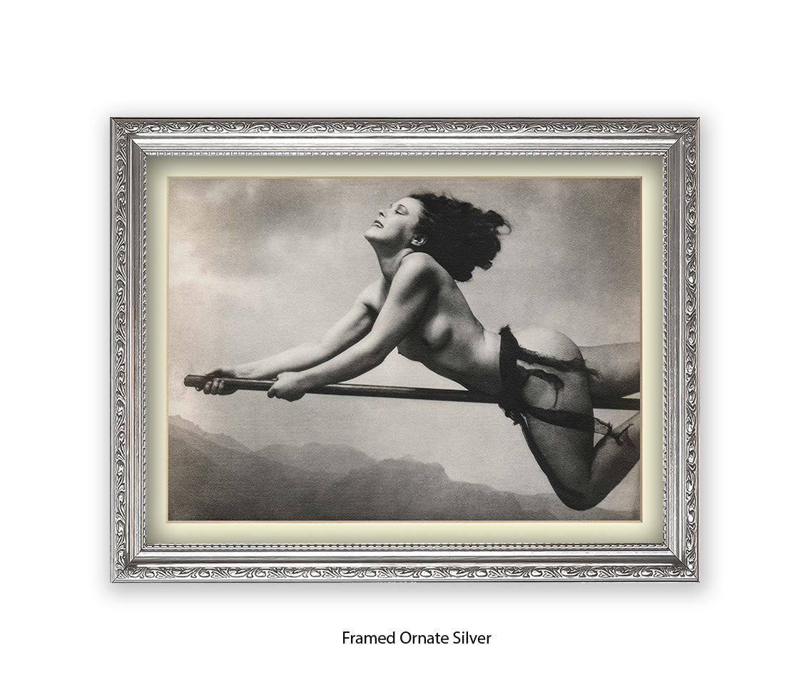 Witch On Broom Art Print