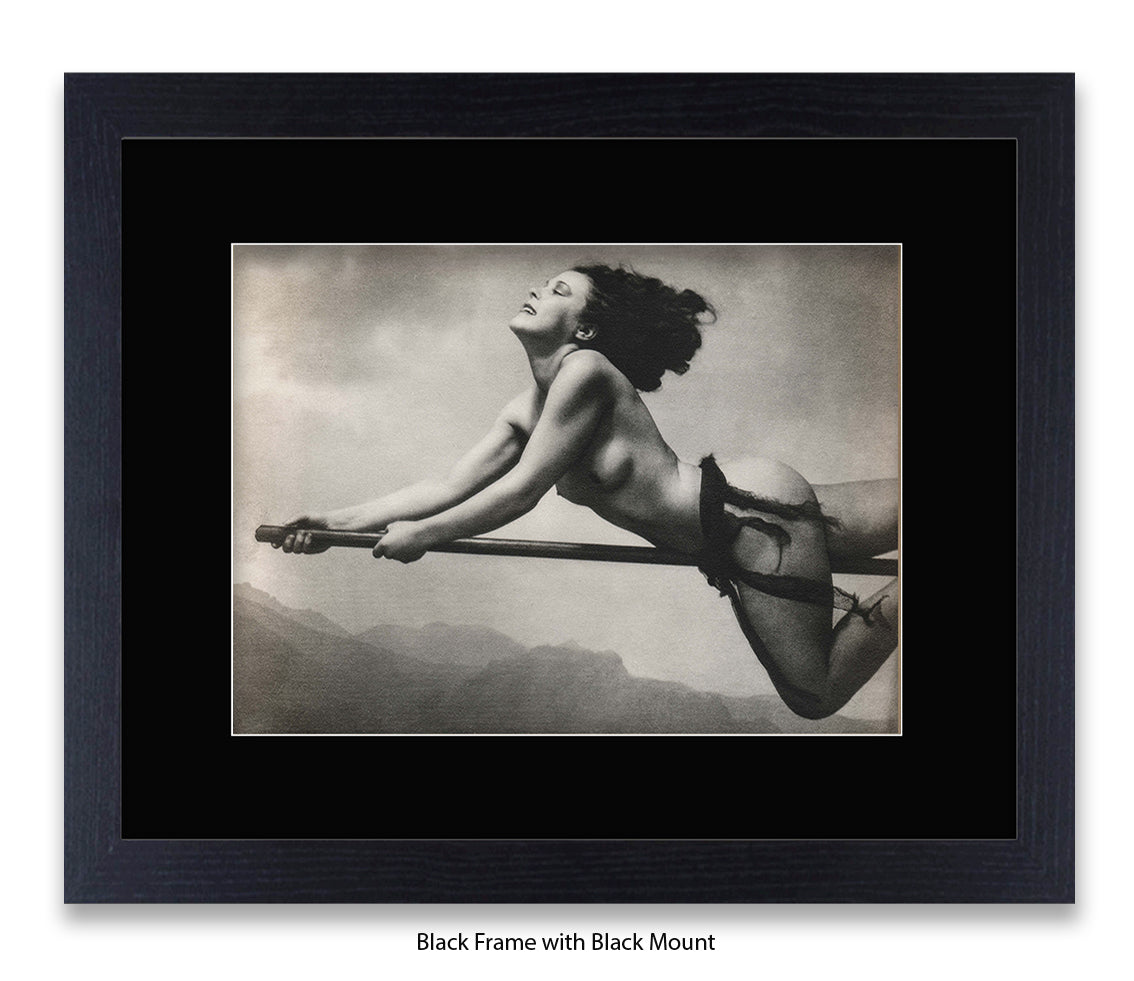 Witch On Broom Art Print