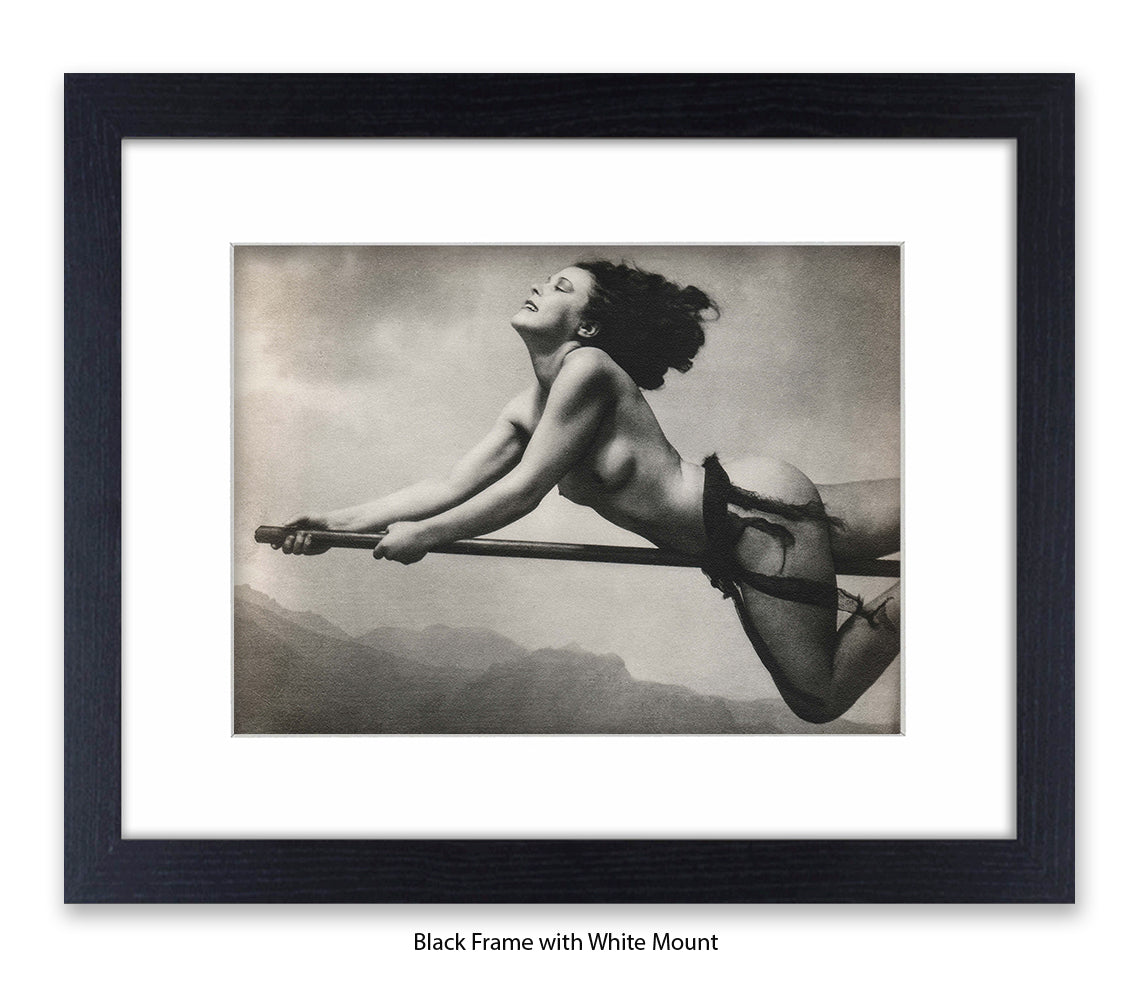 Witch On Broom Art Print