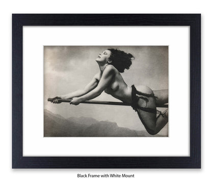 Witch On Broom Art Print