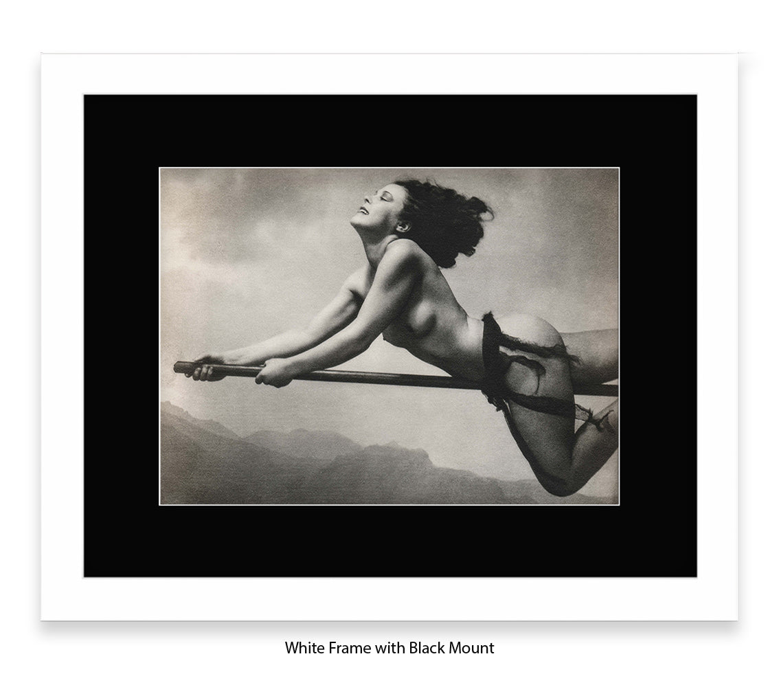 Witch On Broom Art Print