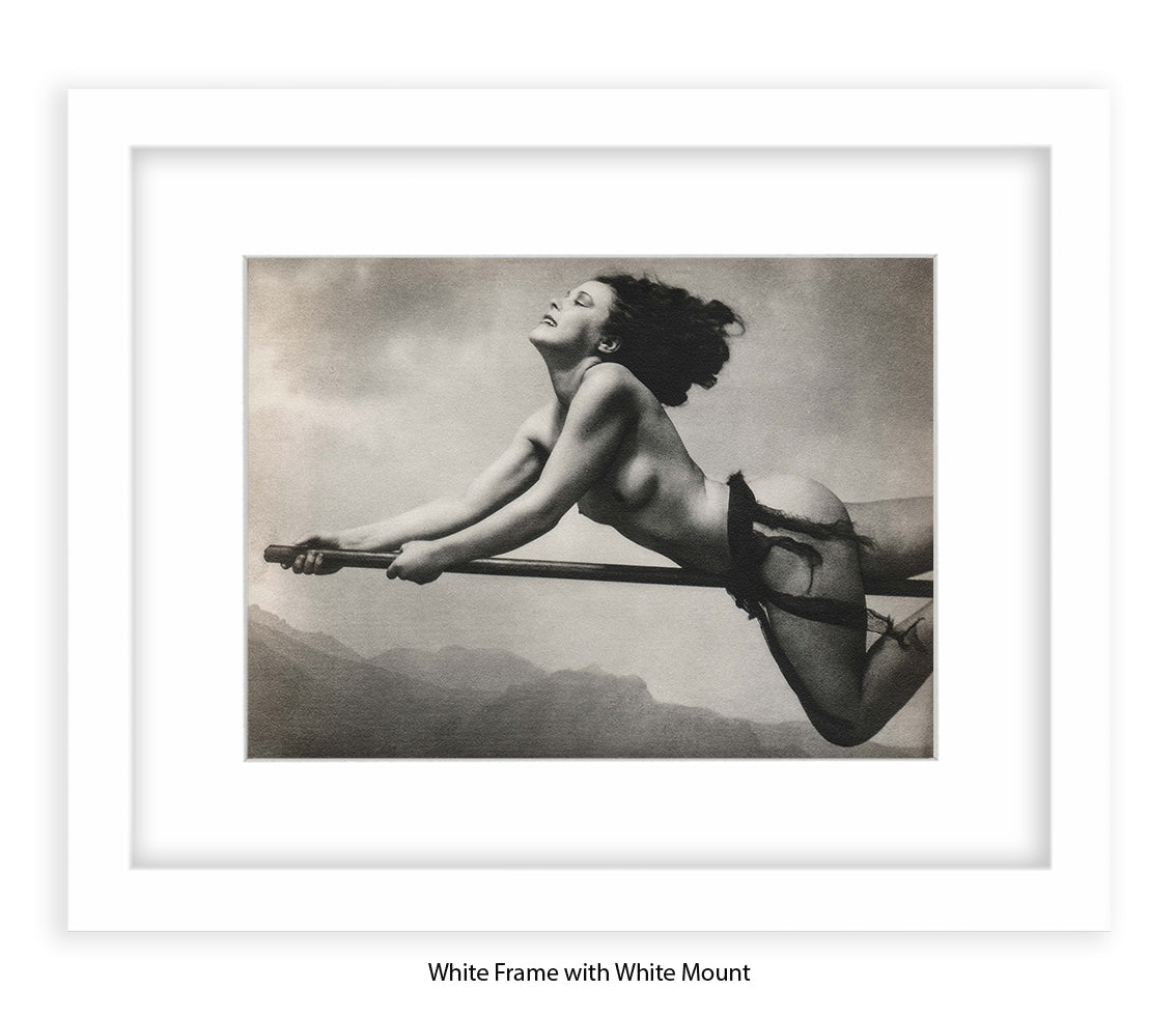 Witch On Broom Art Print