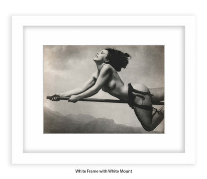 Witch On Broom Art Print