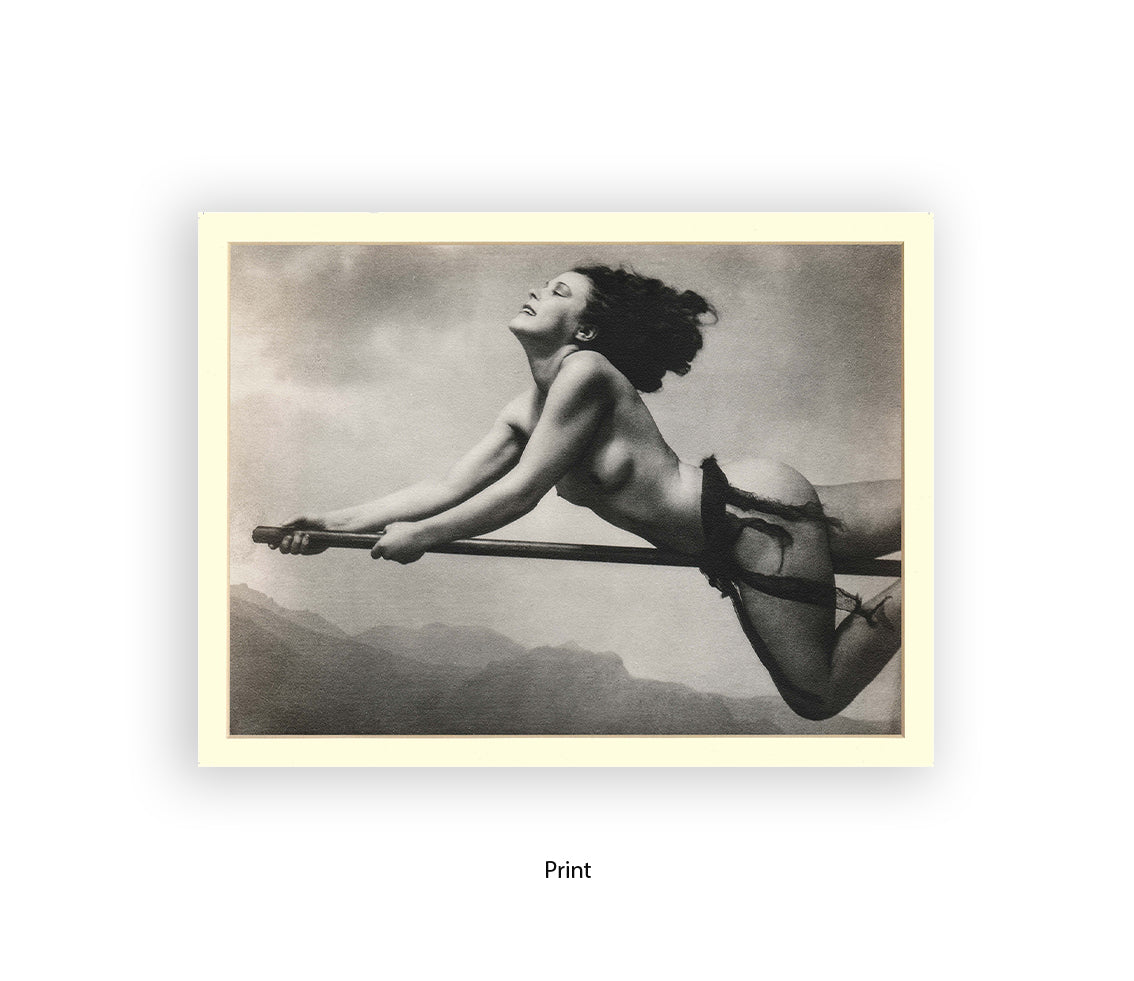 Witch On Broom Art Print