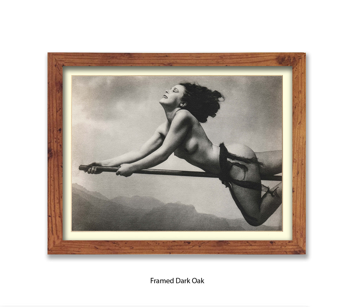 Witch On Broom Art Print