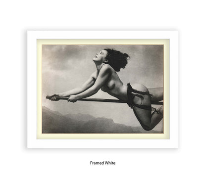 Witch On Broom Art Print