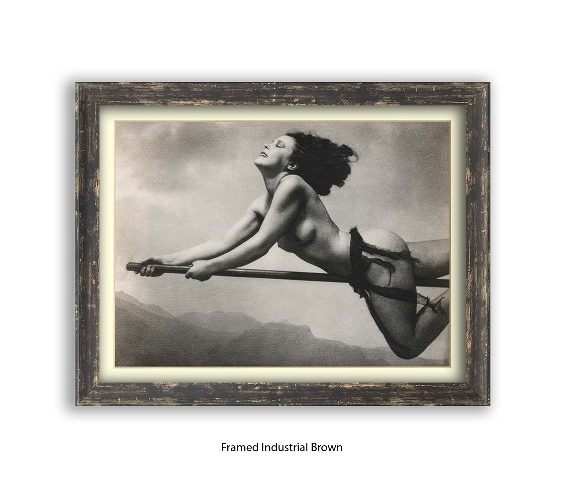 Witch On Broom Art Print